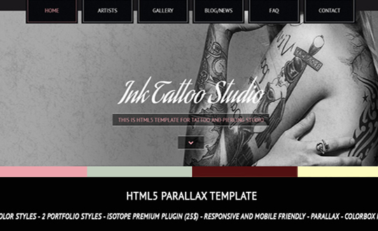 Ink Tattoo Studio Parallax HTML5 Template 