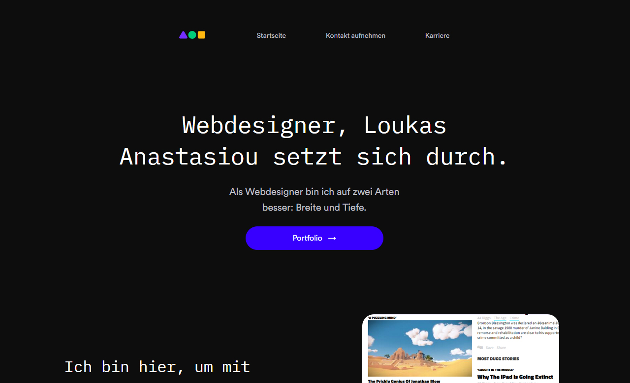 Webdesigner, Loukas Anastasiou setzt sich durch