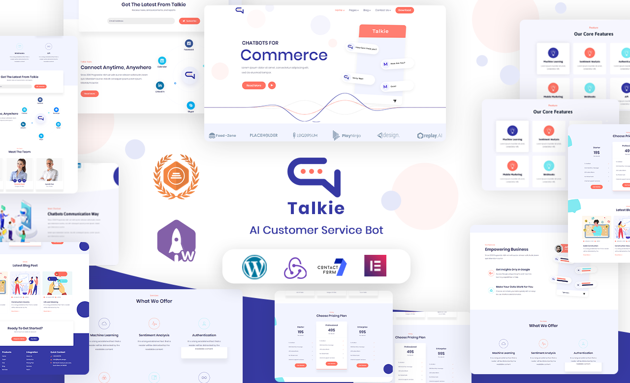 Talkie Chatbot and Tech Startup WordPress Theme 