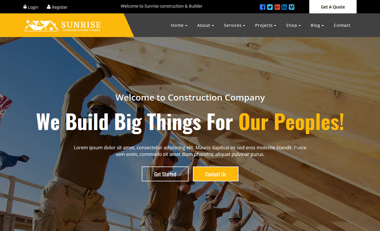 Sunrise Construction Builder Company Template