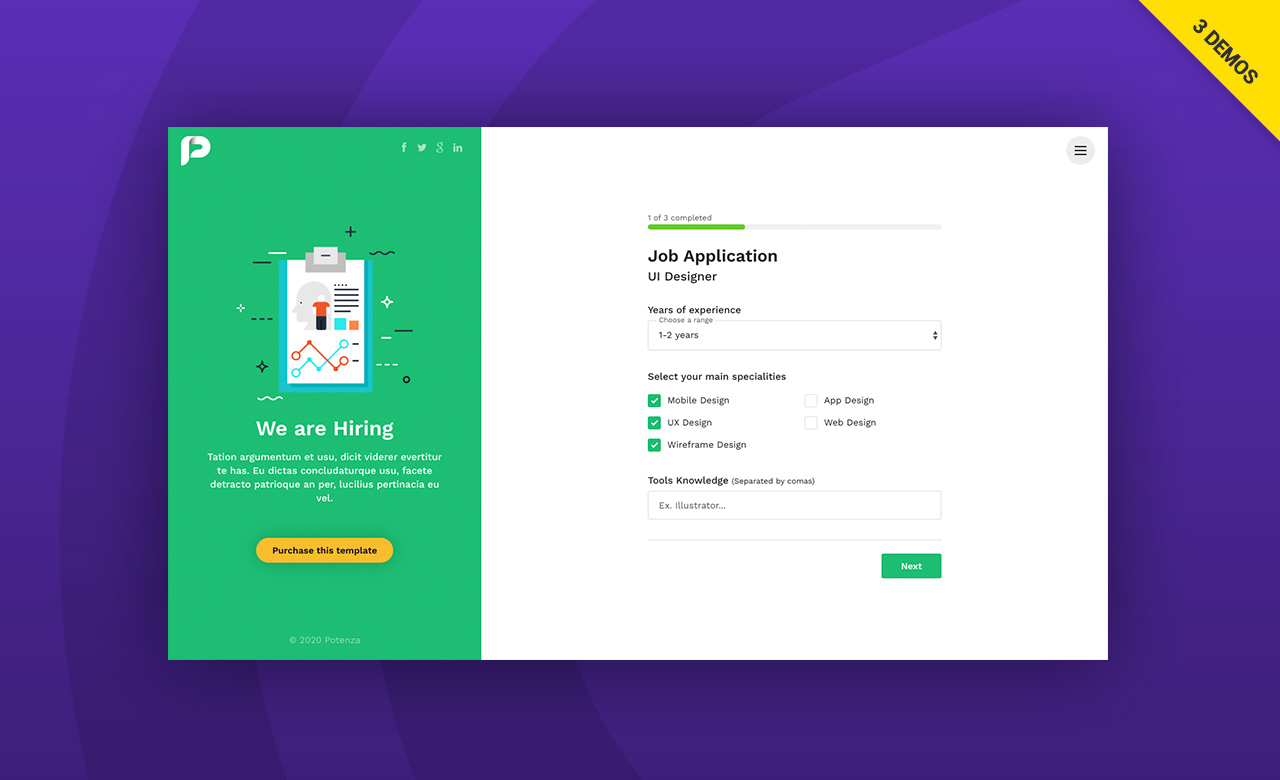 Potenza Job Application Form Wizard