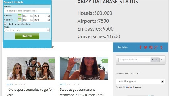 xbizy travel website