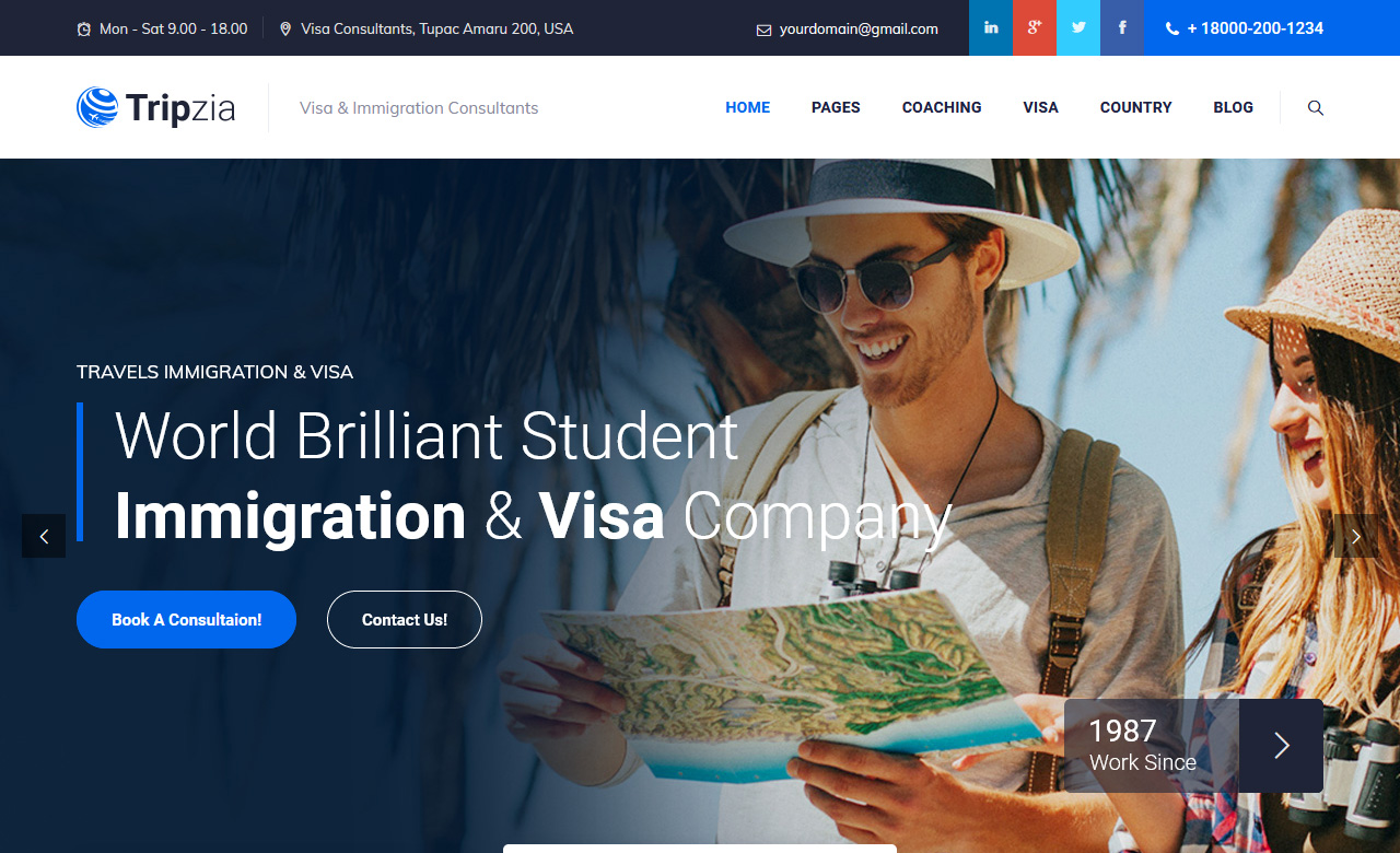Tripzia Immigration and Visa Consulting HTML Template