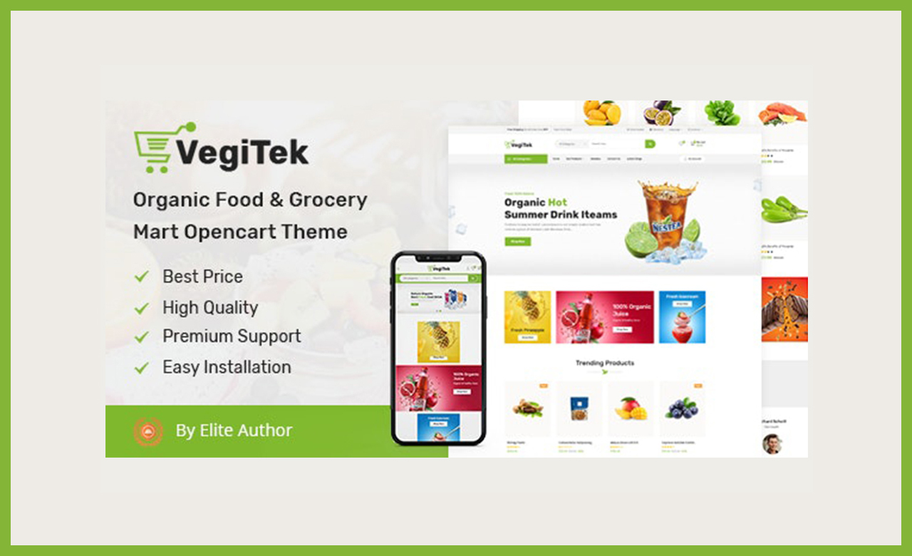 Vegitek Organic Food Grocery Mart Opencart Theme