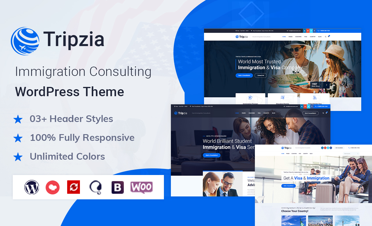 Tripzia Immigration Consulting WordPress Theme