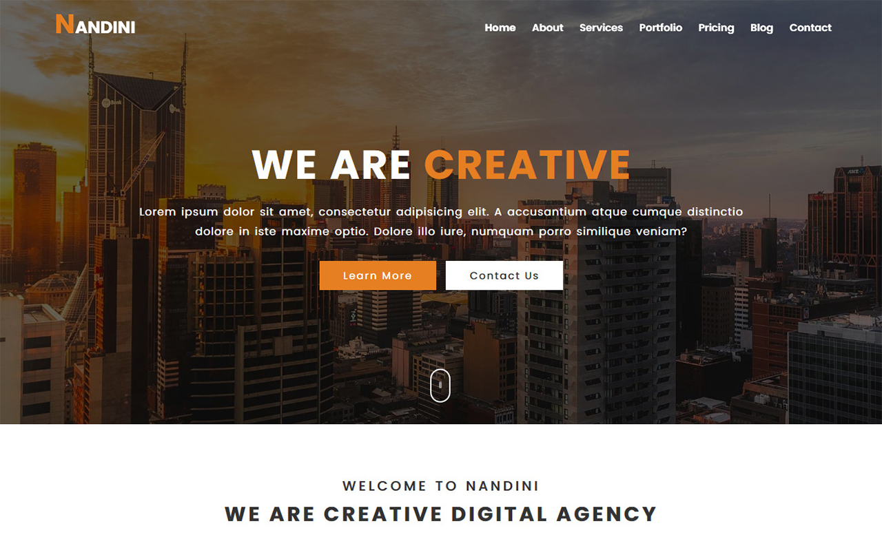 Nandini One Page Business HTML Template