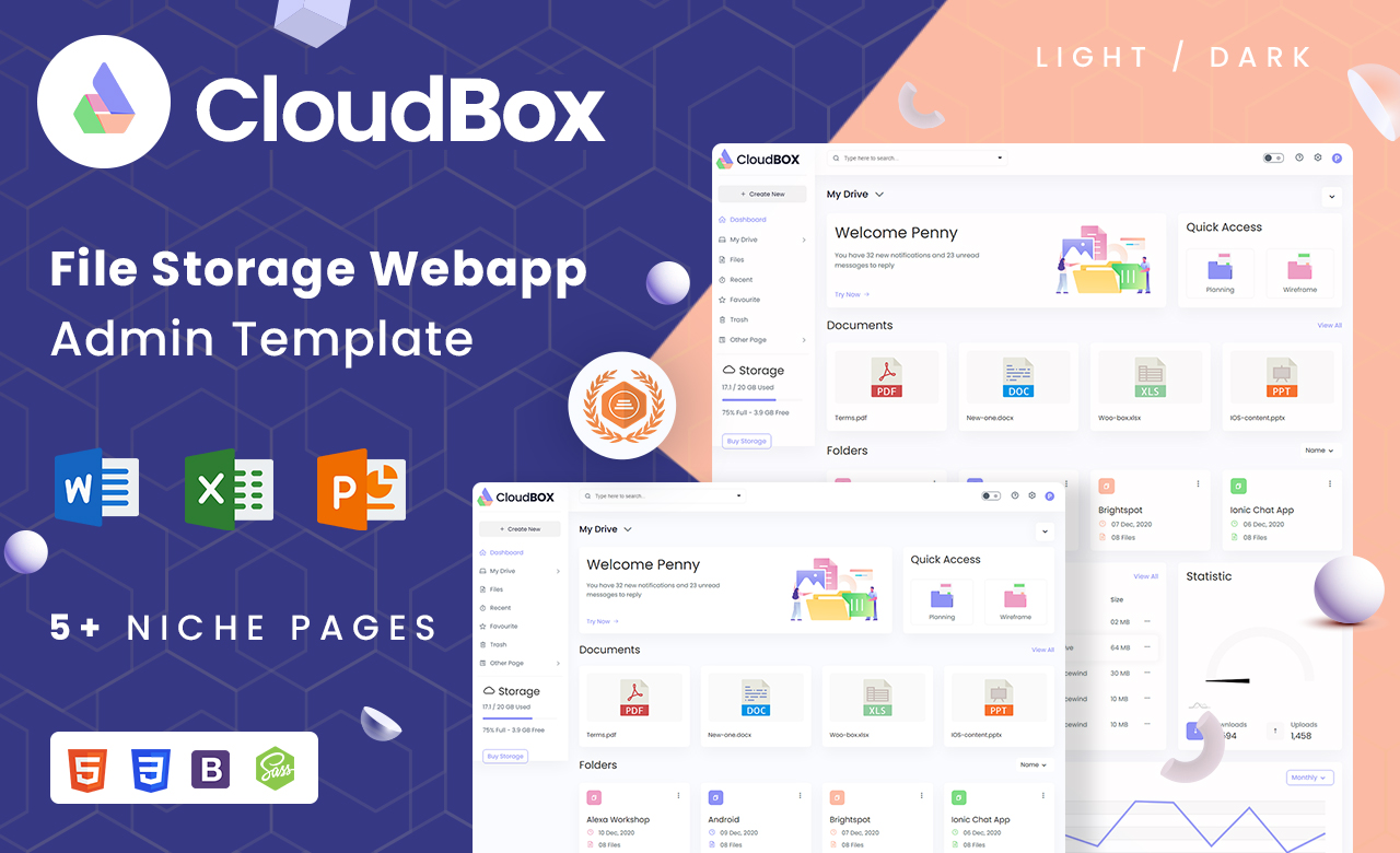 CloudBox File Storage Admin Dashboard Template