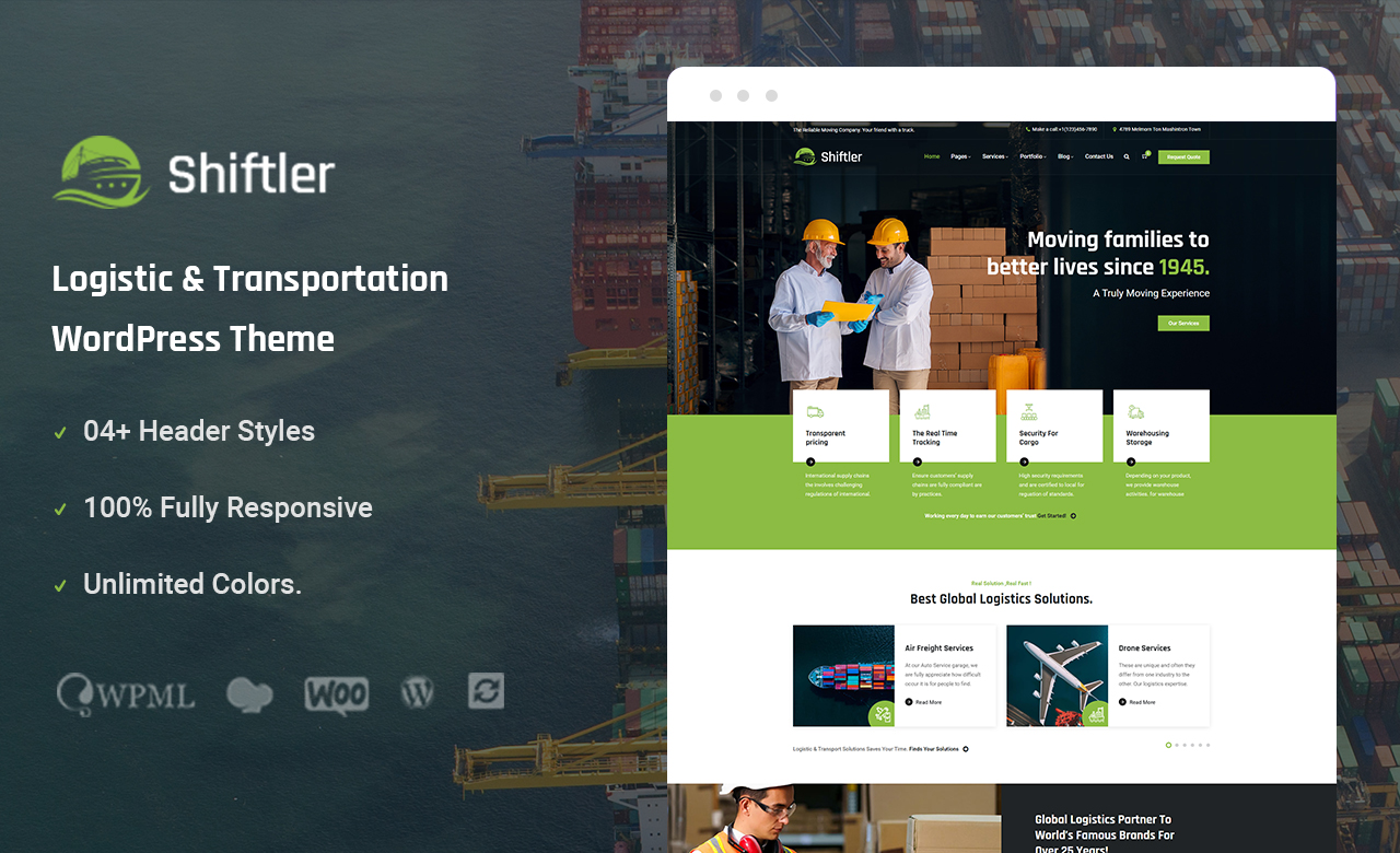 Shiftler Transportation and Logistics WordPress Theme