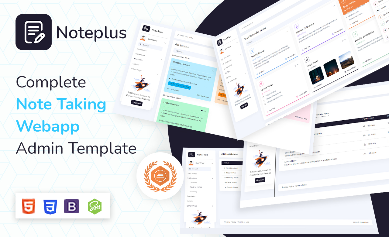 Noteplus Note Taking Admin Template