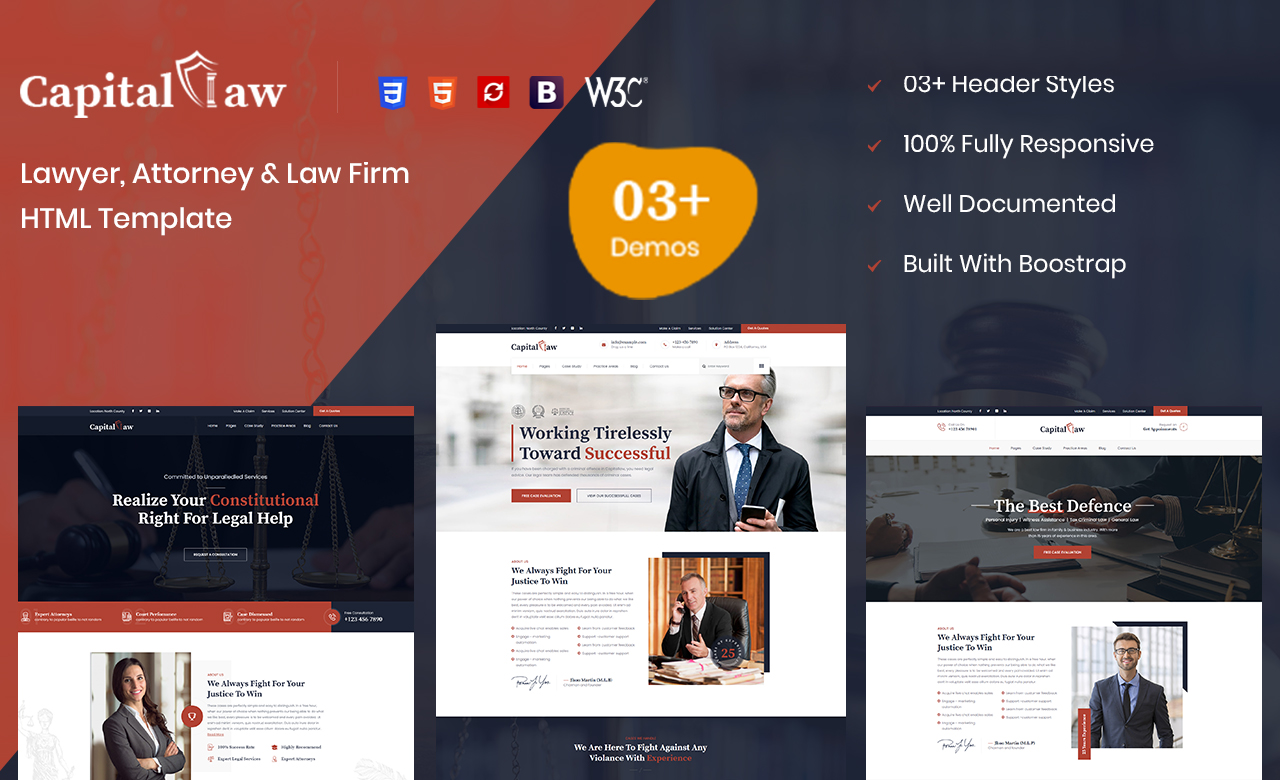 CapitalLaw Lawyers Attorneys and Law Firm HTML Template