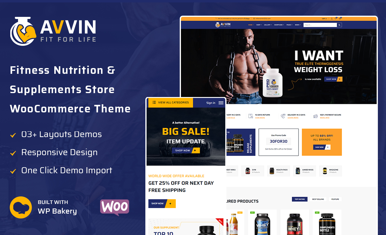 Avvin Supplement Store WooCommerce Theme