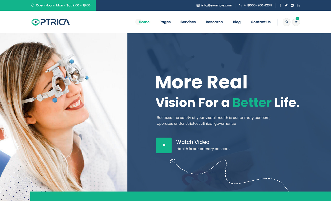 Optrica Eyecare and Optometrist HTML5 Template