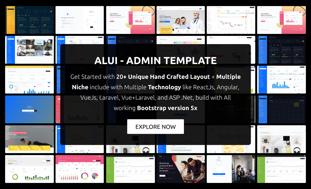 ALUI  React Vuejs Angular Laravel Laravel Vue and Bootstrap Admin Dashboard Theme