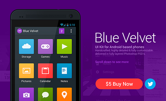 Blue Velvet Android UI Kit