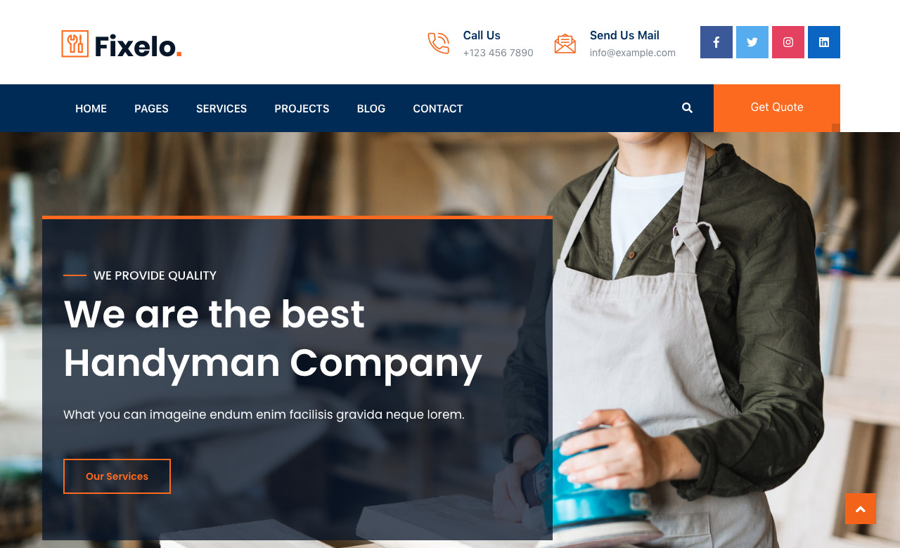 Fixelo Handyman Services WordPress Theme