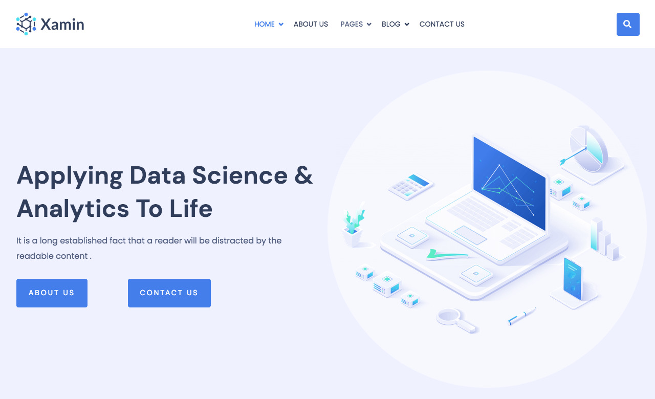 Xamin Lite  Best Free Data Science WordPress Theme