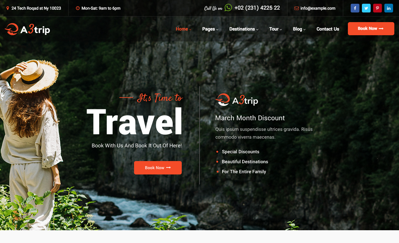 A3trip Tour and Travels WordPress Theme