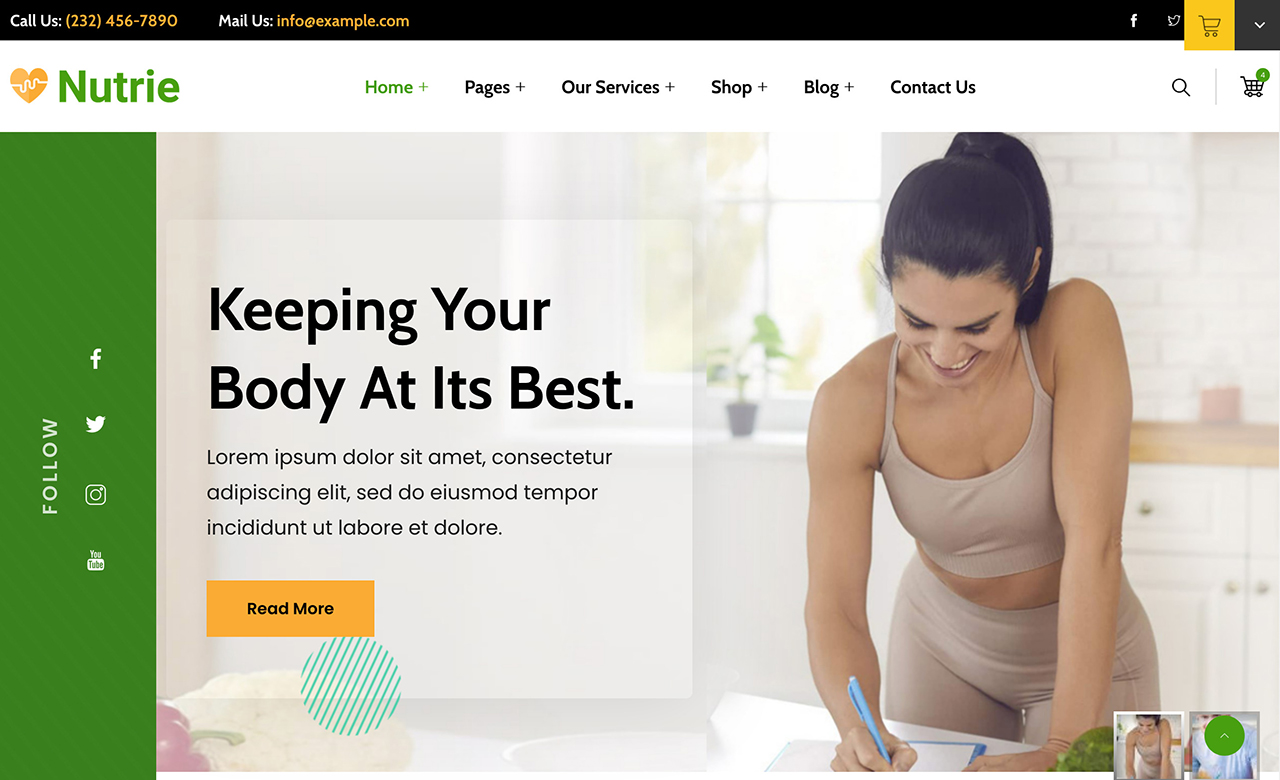 Nutrie Health Coach and Nutrition WordPress Theme