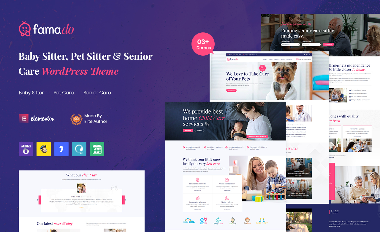 Famado Baby and Pet Sitter Services WordPress Theme