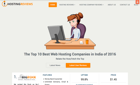 Top 10 Best Web Hosting Companies In India Of 2016