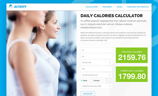 ACTIVITY Sport Activity and Calories Calculators