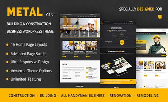 Metal  Building Construction Business WordPress Themes 
