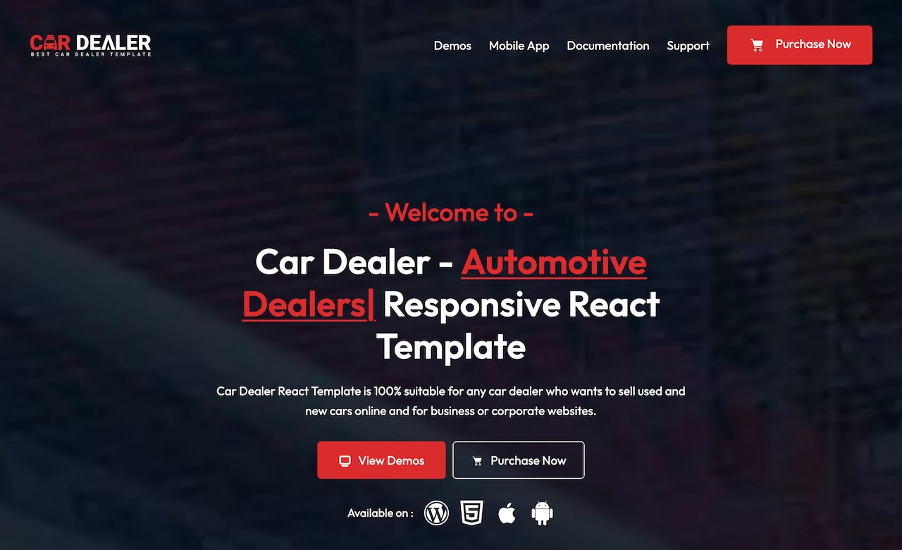 Car Dealer Automotive Responsive React Template