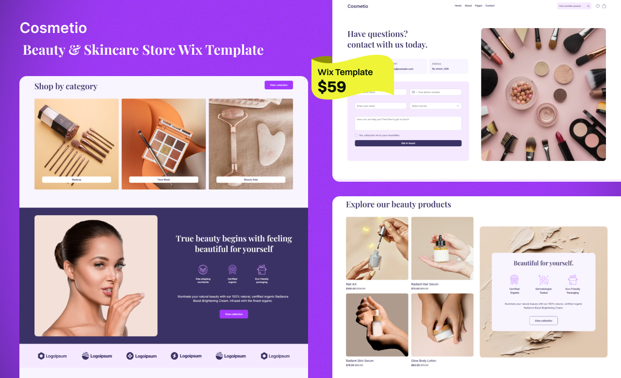 Cosmetio Wix Template