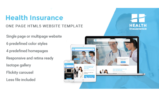 Health Insurance One Page Website Template 