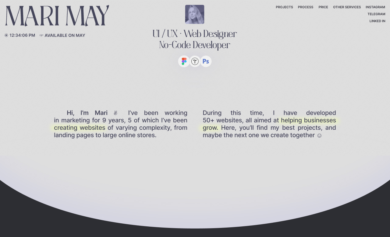 MARI MAY Web Designer Portfolio