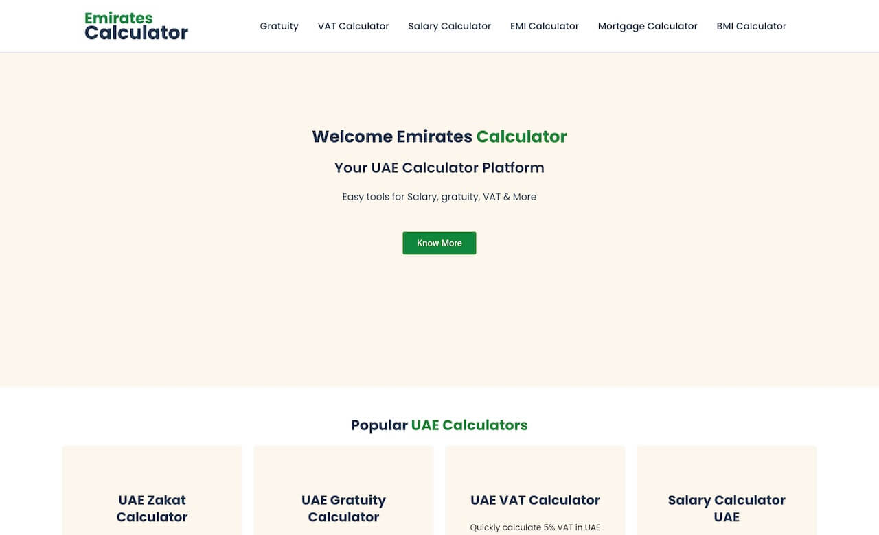 Emirates Calculator