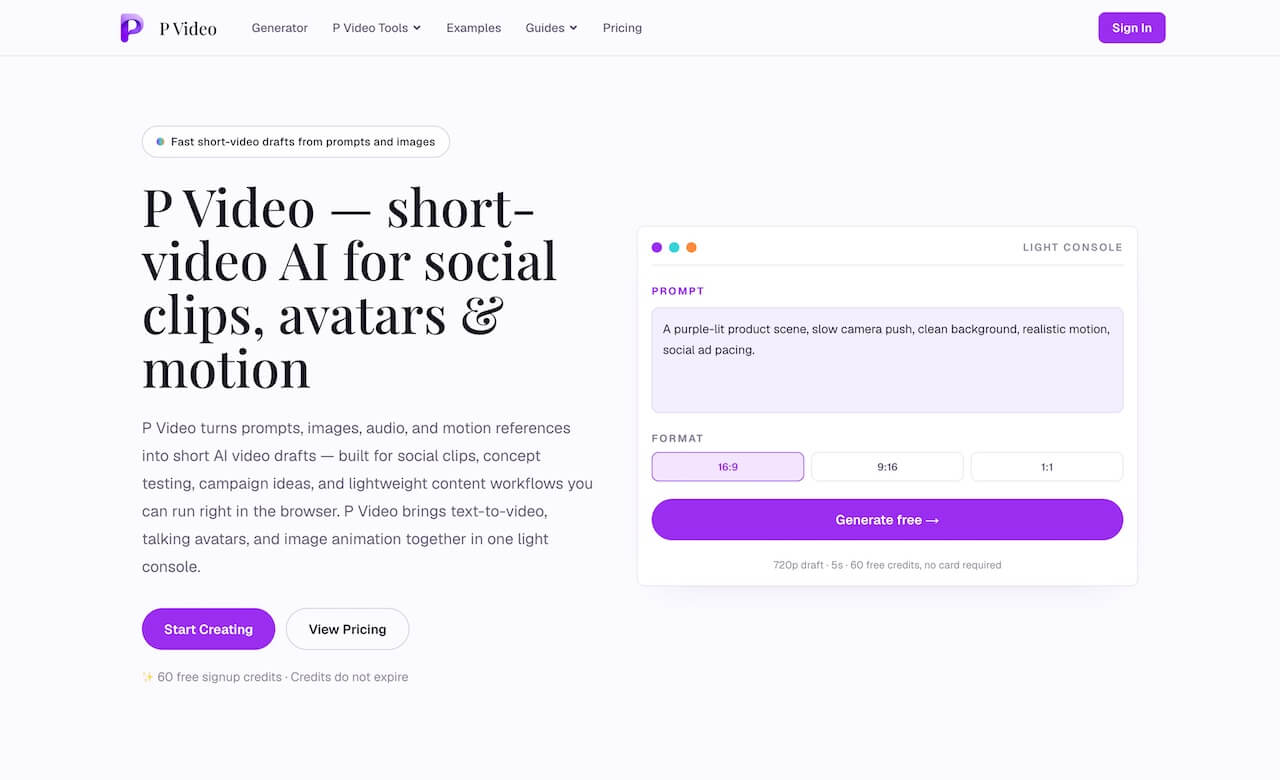 P Video AI Video Generator