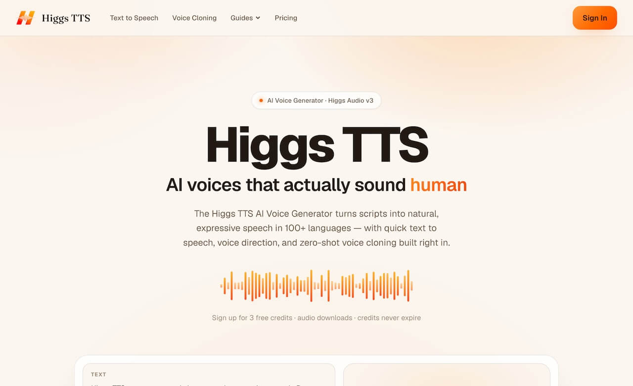 Higgs TTS