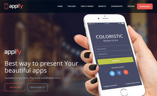 Appify Multipurpose One Page Mobile App landing page HTML
