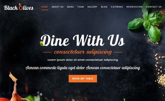 Blackolive Restaurant One Page HTML