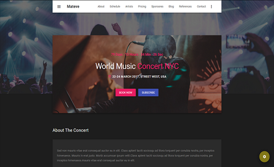 Mateve   Material Design Event  Conference  Concert HTML Template