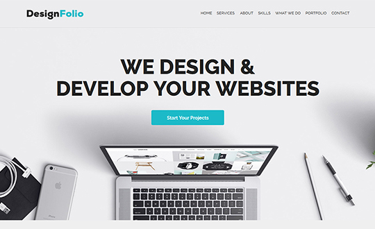 designFolio Responsive One Page Adobe Muse Template