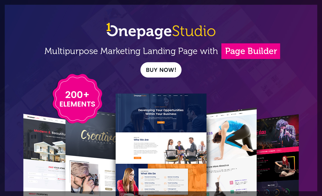 Onepage Studio Multipurpose Landing Page with Page Builder