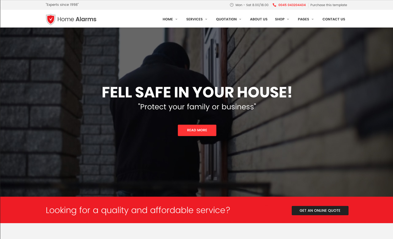 HomeAlarms Alarms and Security Systems Site Template