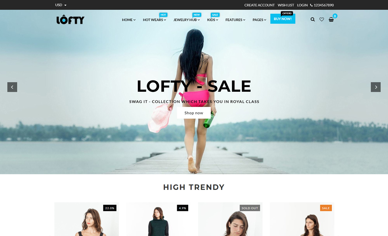 Lofty Clean and Minimal Shopify Sections Theme