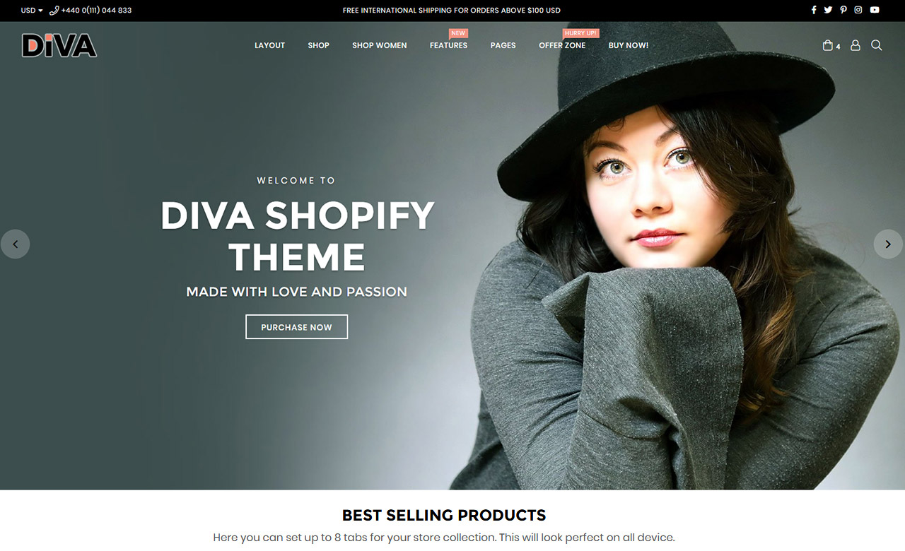 Diva Minimal and Modern Shopify Theme 