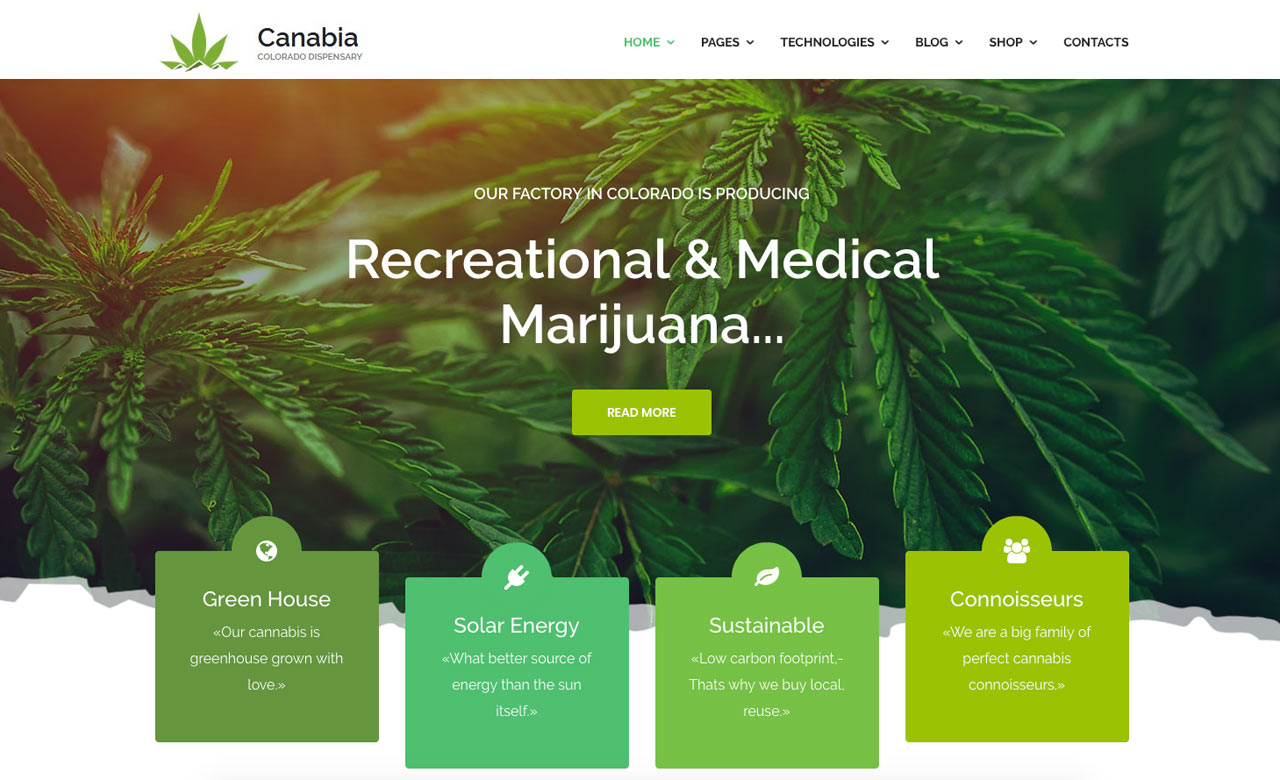 Canabia Medical Marijuana Dispensary Joomla Theme With Page Builder