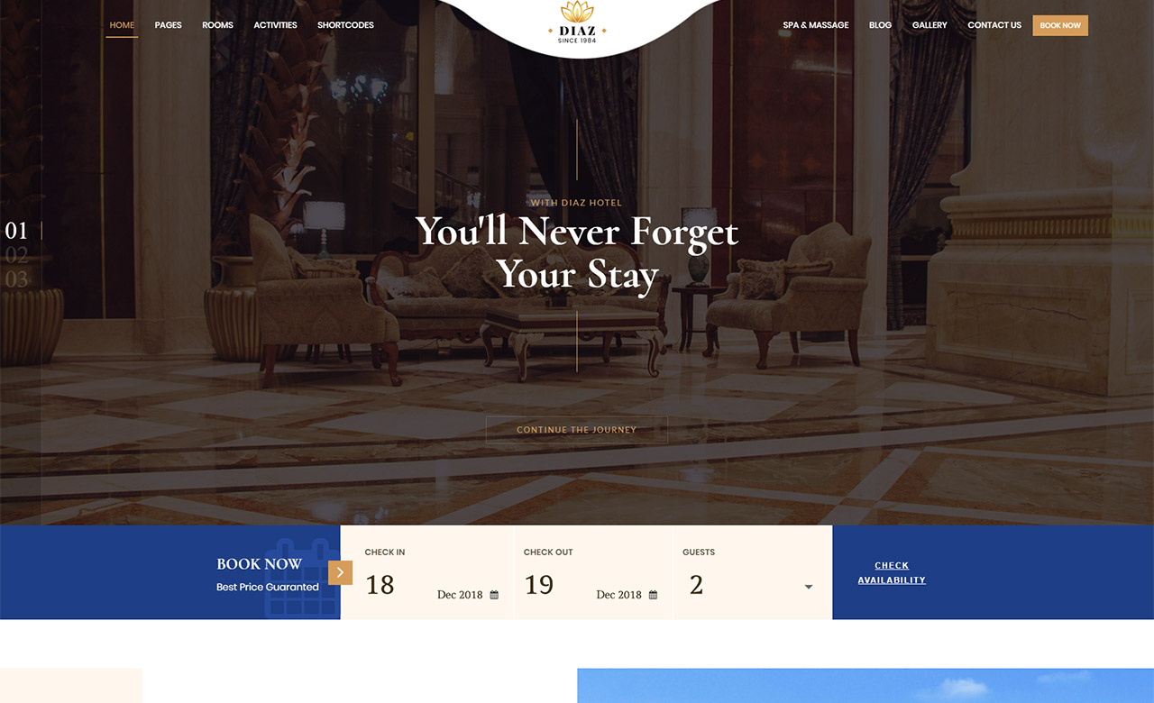 Diaz Hotel Booking Theme