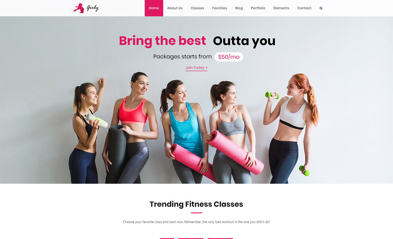 Girly Gym WordPress Theme