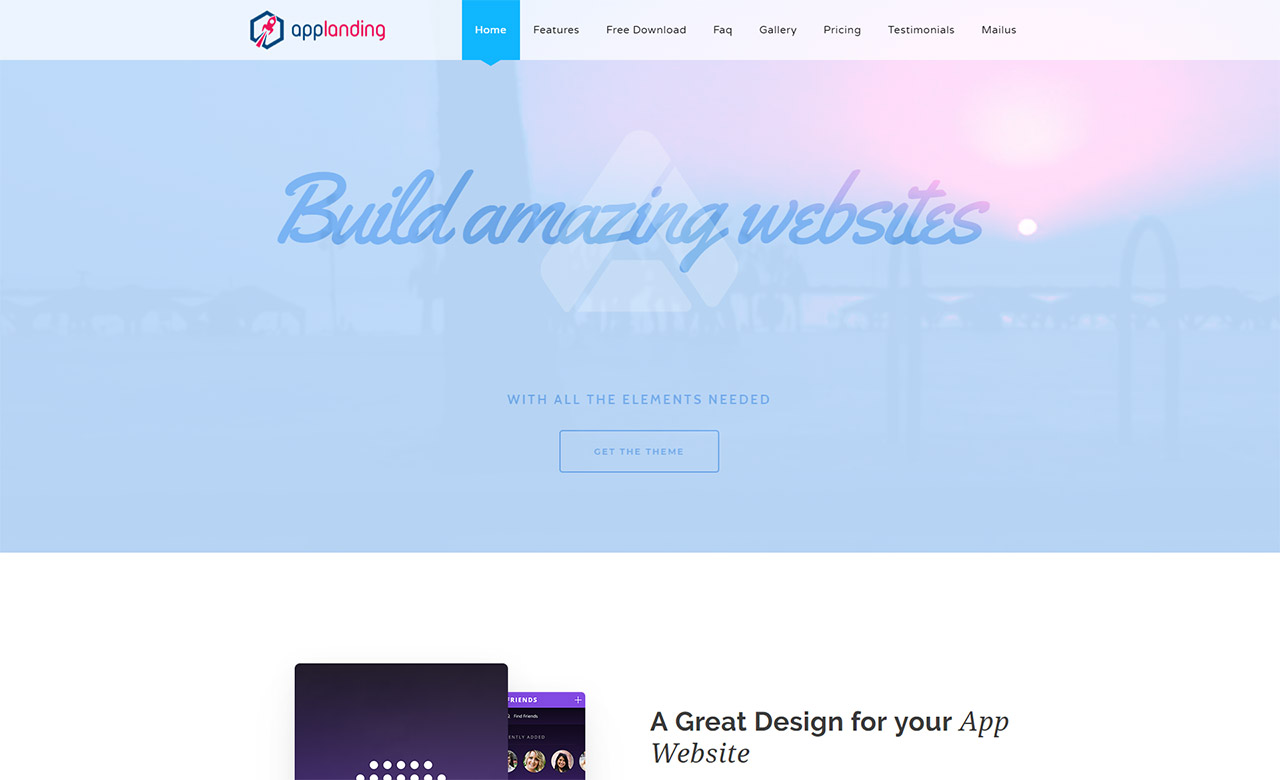 App Landing Promotion WordPress Theme 