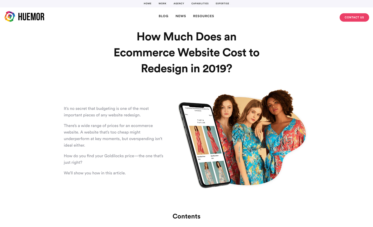 Huemor Ecommerce Website Cost